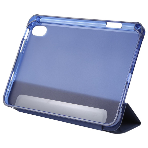 TPU Transparent Horizontal Deformation Flip Leather Tablet Case with Holder & Pen Slot - iPad mini 6(Navy Blue)