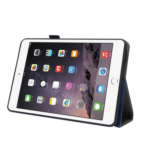 Business Horizontal Flip PU Leatherette Tablet Case with Two-Folding Holder & Card Slots & Pen Slot - iPad mini 6(Blue)