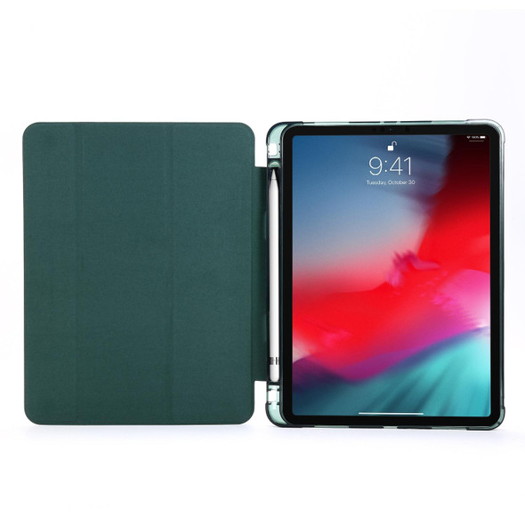 Multi-folding Horizontal Flip PU Leather + Shockproof Airbag TPU Tablet Case with Holder & Pen Slot & Wake-up / Sleep Function - iPad Pro 12.9 2021(Green)