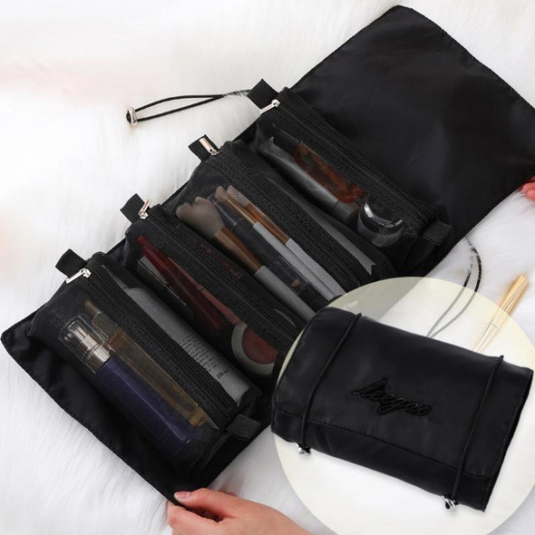 4 In 1 Women Travel Portable Waterproof Mesh Cosmetic Bag(Black)