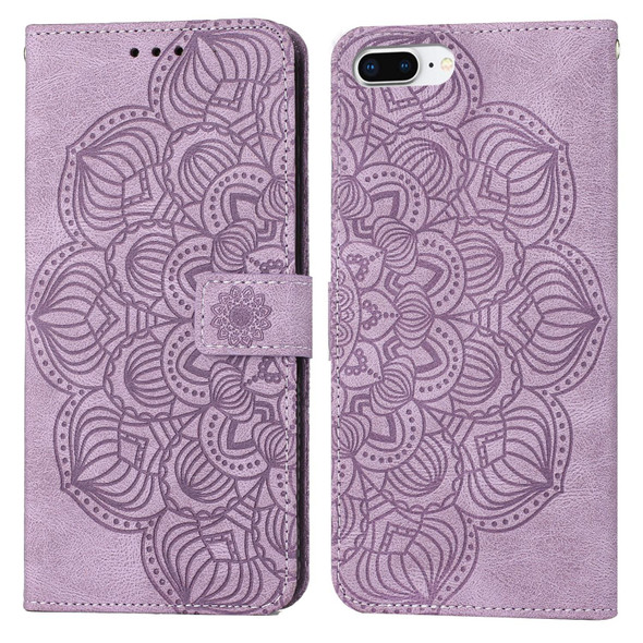 Mandala Embossed Flip Leather Phone Case - iPhone 7 Plus / 8 Plus(Purple)