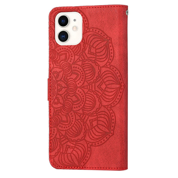 Mandala Embossed Flip Leather Phone Case - iPhone 12 mini(Red)