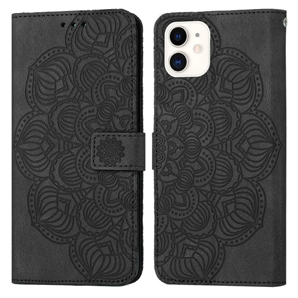 Mandala Embossed Flip Leather Phone Case - iPhone 12 mini(Black)