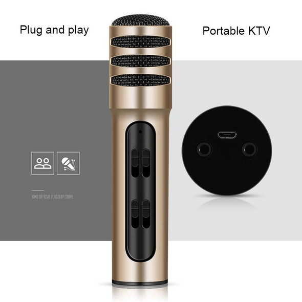 BGN-C7 Condenser Microphone Dual Mobile Phone Karaoke Live Singing Microphone Built-in Sound Card(Gold)