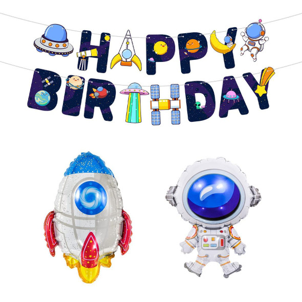 Wandering Earth Astronaut Theme Balloon Set Birthday Party Rocket Balloon Decoration Aluminum Film Balloon(Balloon Set)