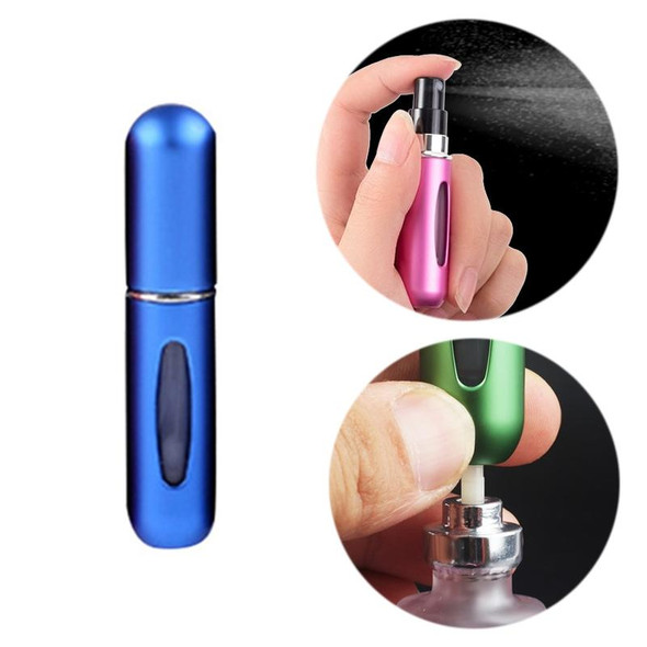 Portable Mini Aluminum Refillable Perfume Bottle Spray Empty Cosmetic Containers Atomizer, Capacity:5ml(Blue)