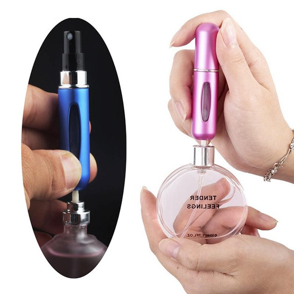 Portable Mini Aluminum Refillable Perfume Bottle Spray Empty Cosmetic Containers Atomizer, Capacity:5ml(Blue)