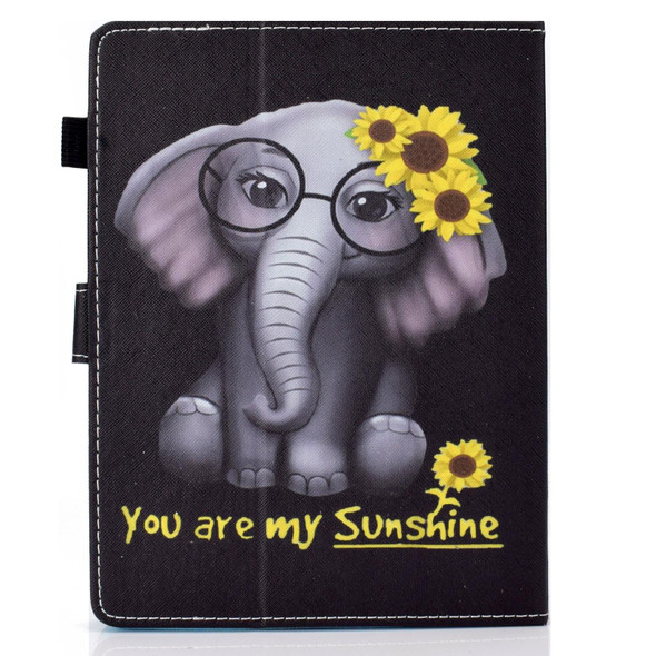 10 inch Tablet Electric Pressed TPU Colored Drawing Horizontal Flip Leatherette Case with Holder & Pen Slot(Chrysanthemum Elephant)