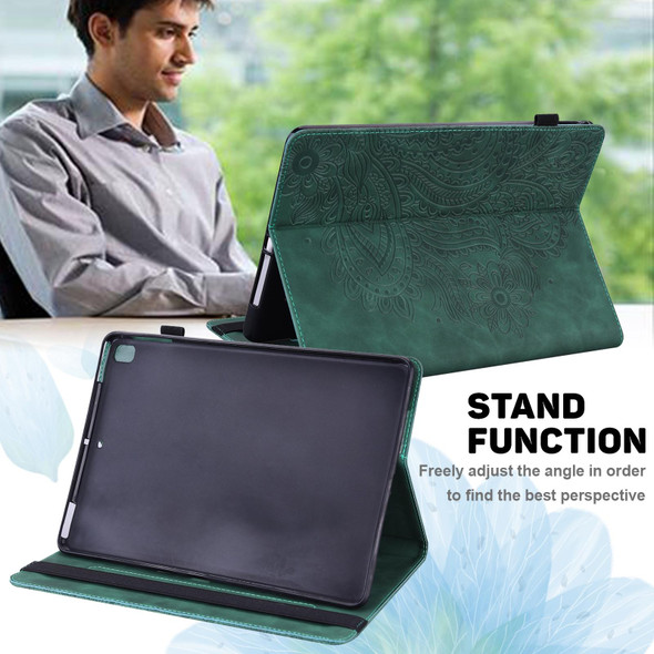 Samsung Galaxy Tab S2 9.7 T815 Peacock Embossed Pattern TPU + PU Horizontal Flip Leather Case with Holder & Card Slots & Wallet(Green)