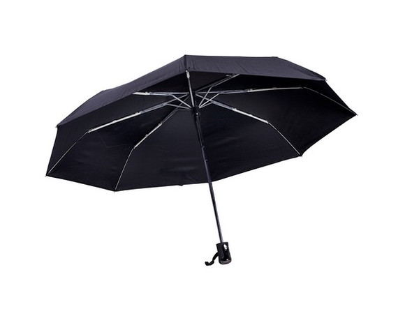 Windproof Auto 3-Fold Black Umbrella - Compact & Durable