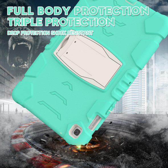 3-Layer Protection Screen Frame + PC + Silicone Shockproof Combination Case with Holder - Samsung Galaxy Tab S5e T720(Mint Green)
