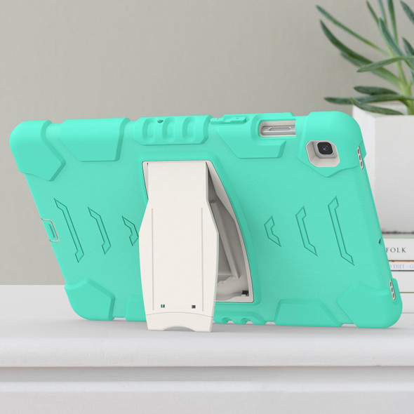 3-Layer Protection Screen Frame + PC + Silicone Shockproof Combination Case with Holder - Samsung Galaxy Tab S5e T720(Mint Green)