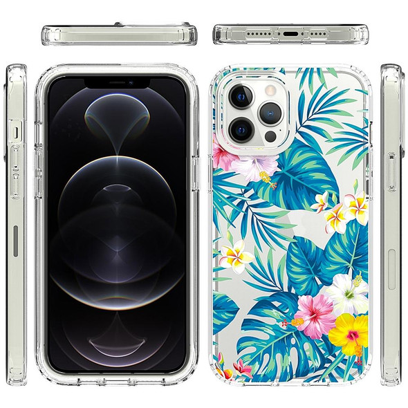 2 in 1 High Transparent Painted Shockproof PC + TPU Protective Case - iPhone 11 Pro Max(Banana Leaf)