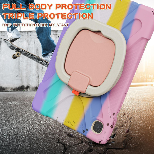 Samsung Galaxy Tab S6 Lite P610 Silicone + PC Protective Case with Holder & Shoulder Strap(Colorful Pink)