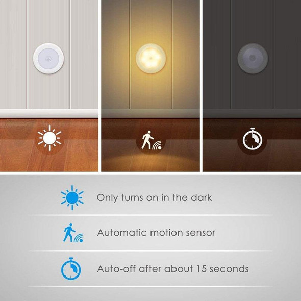 6 LED Home Wardrobe Smart Human Body Sensor Light, Light color: Warm Light (White)