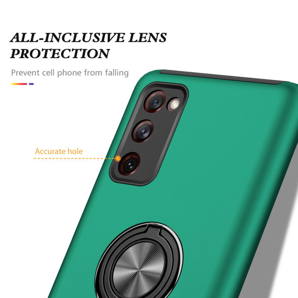 Samsung Galaxy S20 FE PC + TPU Shockproof Magnetic Protective Case with Invisible Ring Holder(Dark Green)