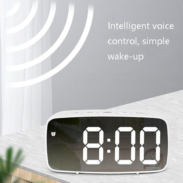 Mirror Bedside Alarm Clock Battery Plug-In Dual-Purpose LED Clock, Colour: Rectangular White Shell (Mirror Red Light)