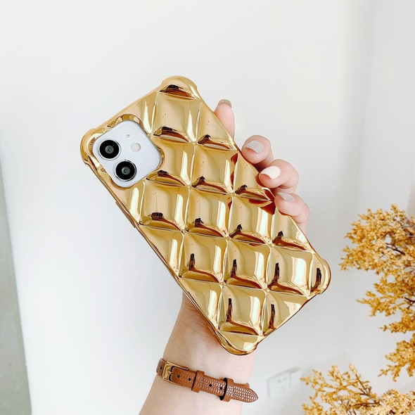 Elegant Rhombic Texture Electroplated TPU Phone Case - iPhone 13(Gold)