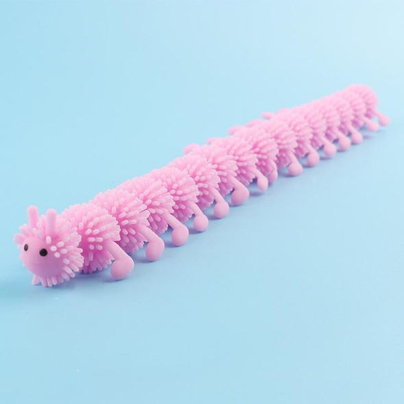 12 PCS Children Soft Rubber 16-Section Caterpillar Stretch Decompression Toy(Pink)