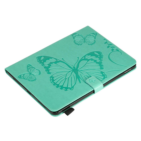 Pressed Printing Butterfly Pattern Horizontal Flip Leather Case with Holder & Card Slots & Wallet & Sleep / Wake-up Function - iPad Air 2022 / 2020 10.9 /iPad Pro 11 2020 / 2018(Green)