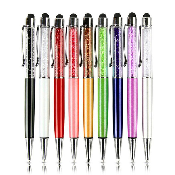 AT-22  2 in 1 Universal Flash Diamond Decoration Capacitance Pen Stylus Ballpoint Pen(White)