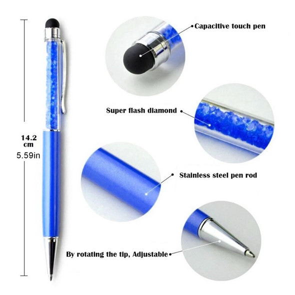 AT-22  2 in 1 Universal Flash Diamond Decoration Capacitance Pen Stylus Ballpoint Pen(White)