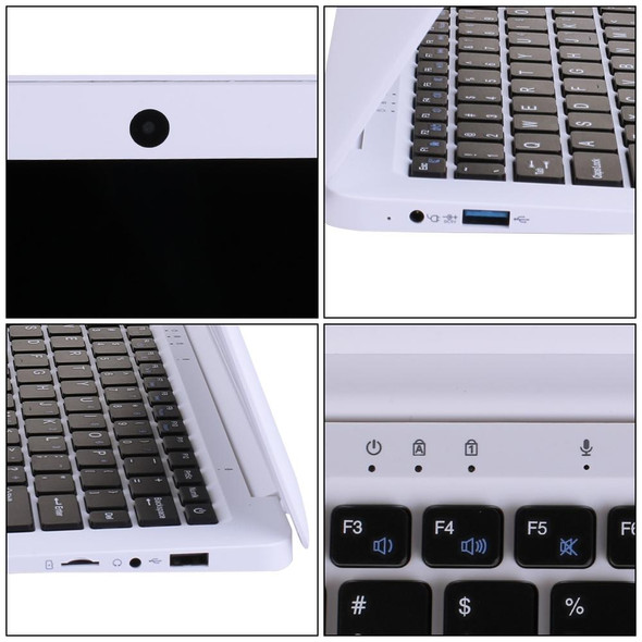 PC-A133 10.1 inch Laptop, 2GB+64GB, Android 12.0 OS,  Allwinner A133 Quad Core CPU, Support TF Card & Bluetooth & WiFi, EU Plug(White)