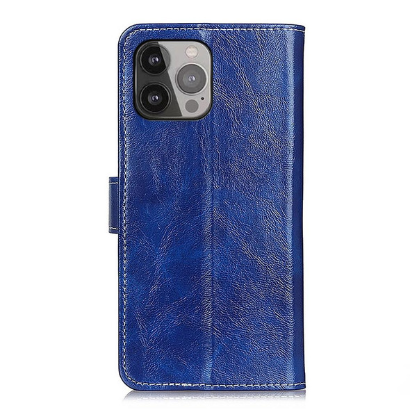 Retro Crazy Horse Texture Horizontal Flip Leather Case with Holder & Card Slots & Photo Frame & Wallet - iPhone 13 Pro Max(Blue)