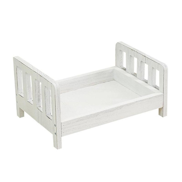 100 Days Old Wooden Bed - Newborns Children Photography Props(White)