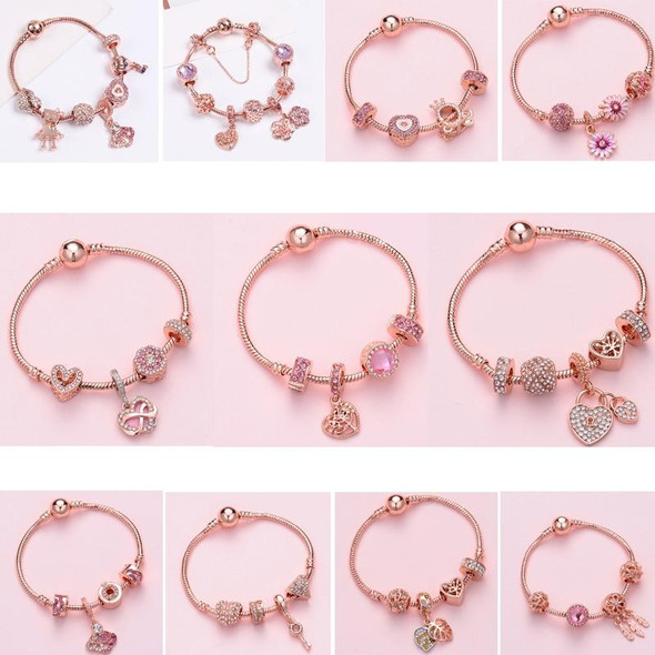 SL126 20cm Women Rose Gold Beaded Bracelet