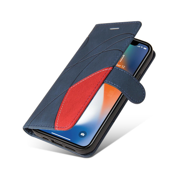 Dual-color Splicing Horizontal Flip PU Leatherette Case with Holder & Card Slots & Wallet - iPhone X / XS(Blue)