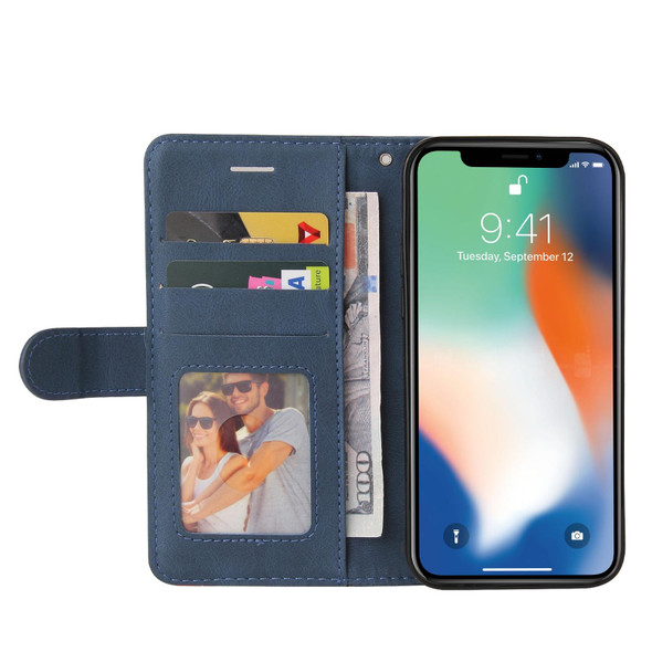 Dual-color Splicing Horizontal Flip PU Leatherette Case with Holder & Card Slots & Wallet - iPhone X / XS(Blue)