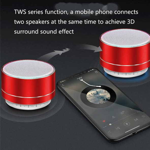 A10 TWS Wireless Bluetooth Mini Portable Speaker, Support TF Card & U Disk & LED(Black)