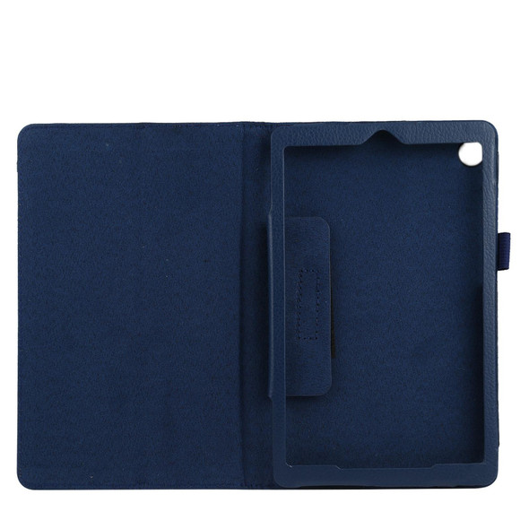 Lenovo Tab M7 Litchi Texture Solid Color Horizontal Flip Leather Case with Holder & Pen Slot(Dark Blue)