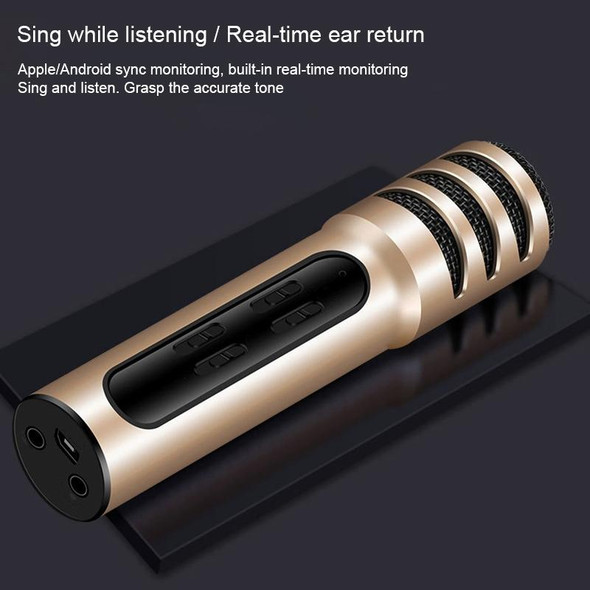 BGN-C7 Condenser Microphone Dual Mobile Phone Karaoke Live Singing Microphone Built-in Sound Card(Black)