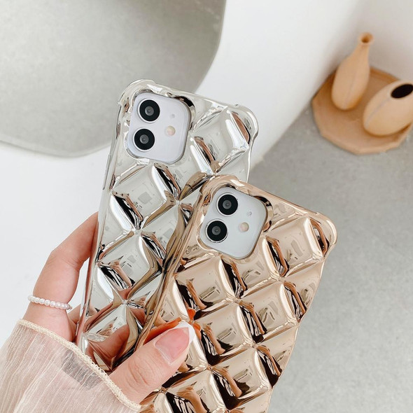 Elegant Rhombic Texture Electroplated TPU Phone Case - iPhone 12 / 12 Pro(Silver)
