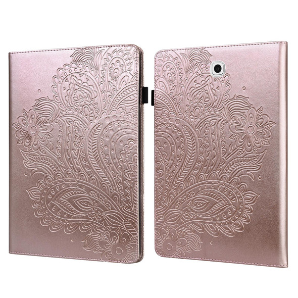 Samsung Galaxy Tab S2 9.7 T815 Peacock Embossed Pattern TPU + PU Horizontal Flip Leather Case with Holder & Card Slots & Wallet(Rose Gold)