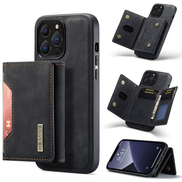 DG.MING M2 Series 3-Fold Card Bag + Magnetic Shockproof Case with Wallet & Holder Function - iPhone 13 Pro(Black)