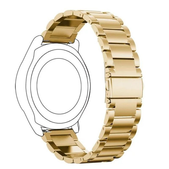 20mm Three Flat Buckle Stainless Steel Replacement Watchband for Samsung Galaxy Watch Active 2 / Amazfit GTS 2(Gold)