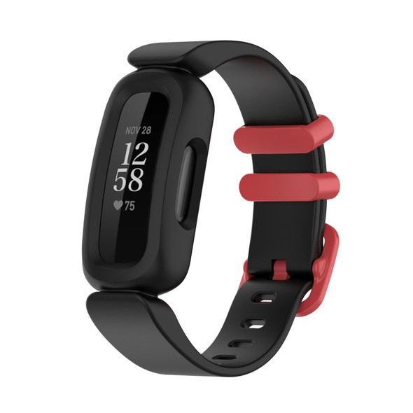 Fitbit Ace 3 Silicone Integrated Watch Band(Black Red Buckle)