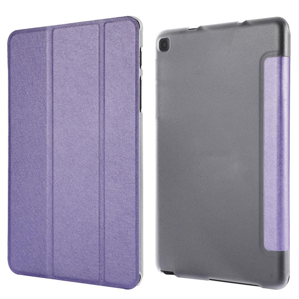 Silk Texture Three-fold Horizontal Flip Leather Case with Holder - Samsung Galaxy Tab A7 Lite 8.7 T220 / T225(Purple)