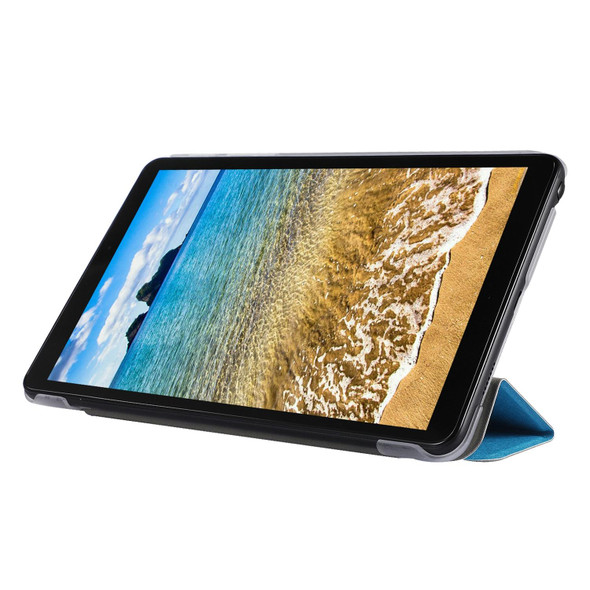 Silk Texture Three-fold Horizontal Flip Leather Case with Holder - Samsung Galaxy Tab A7 Lite 8.7 T220 / T225(Purple)