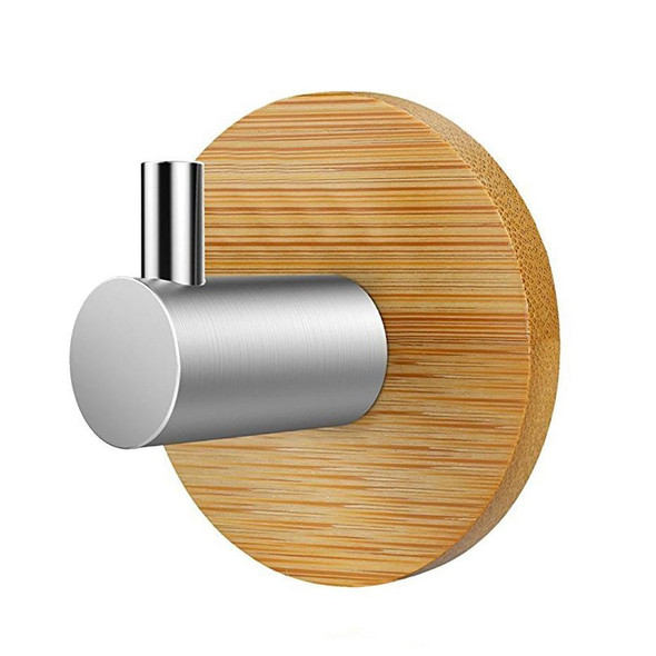 3 PCS Bamboo Hook Bathroom Kitchen Towel Coat Hook Stainless Steel Door Sticky Hook(Single Hook)