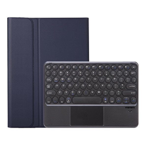 YA610B-A  Lambskin Texture Voltage Round Keycap Bluetooth Keyboard Leather Case with Touchpad - Samsung Galaxy Tab S6 Lite 10.4 inch SM-P610 / SM-P615(Blue)