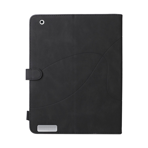 Dual-color Splicing Horizontal Flip PU Leatherette Case with Holder & Card Slots & Sleep / Wake-up Function - iPad 2 / 3 / 4(Black)