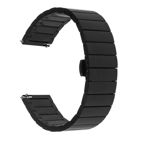 22mm - Samsung Smart Watch One-bead Steel Butterfly Buckle Watch Band(Black)