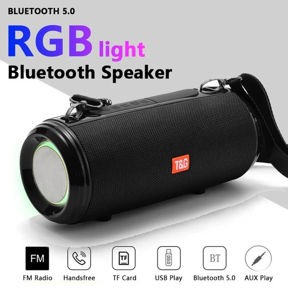 T&G TG537 RGB Light Portable Waterproof Bluetooth Speaker Supports FM / TF Card(Blue)