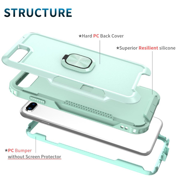 3 in 1 PC + TPU Phone Case with Ring Holder - iPhone 8 Plus & 7 Plus(Mint Green)