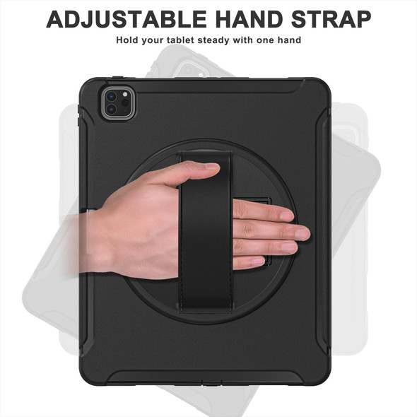 360 Rotation PC + TPU ablet Case with Holder & Strap - iPad Air 2020 / 2022 10.9 / Pro 11 2021 / 2020 / 2018(Black)