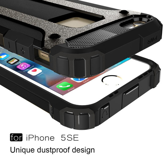 Tough Armor TPU + PC Combination Case for iPhone SE & 5 & 5s(Black)